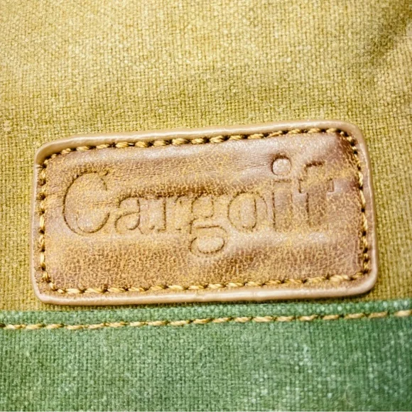 Green and Tan Structured Tote with Gold Hardware - Picture 10 of 16